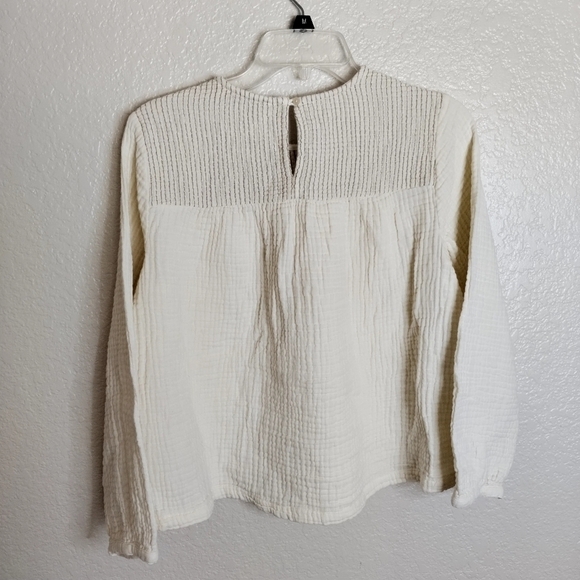 madewell Smocked Swing Top sz S cream - Picture 8 of 9